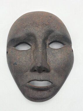 Cast Iron VTG Face Mask Wall Decor Rare Rustic Primitive Industrial Gothic Art